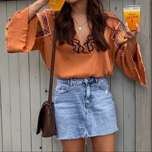Free People Flowy Burnt Orange Shirt